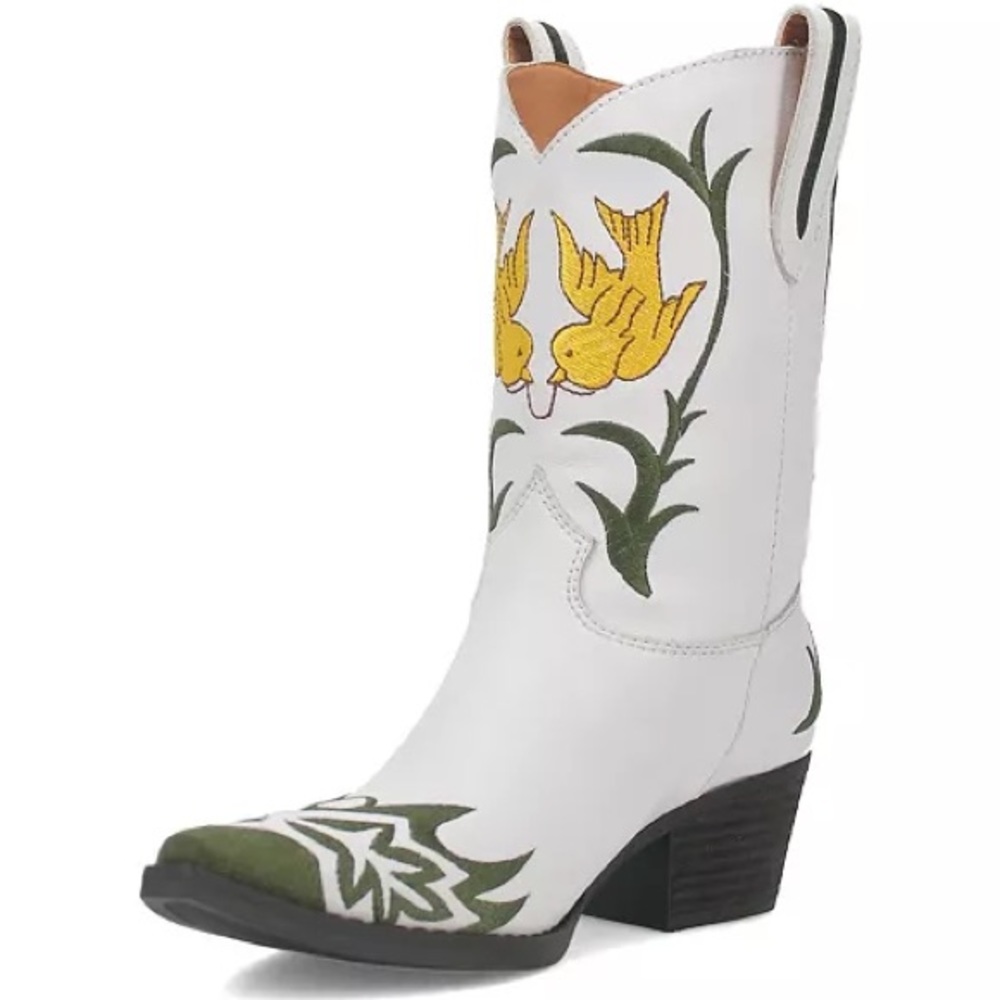 NEW Dingo women’s western cowboy boots DI 510 Early Bird White leather point 9